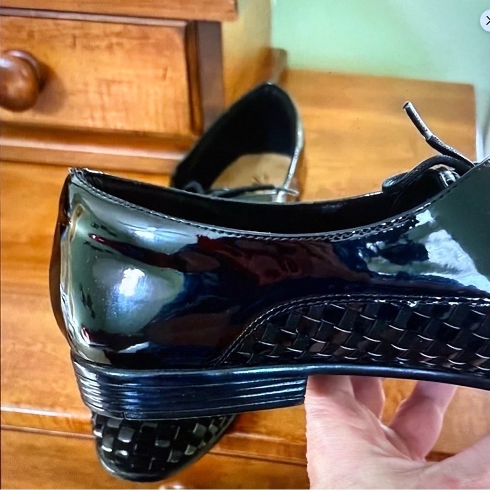 Trotters black patterned basket shoes leather lace up Oxford loafers flats - Picture 4 of 7
